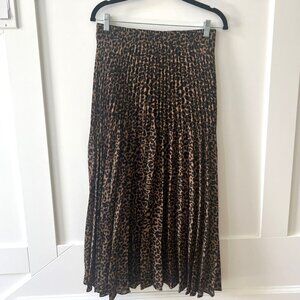 Max Studio Women's Pleated Animal Print Midi Skirt NWT